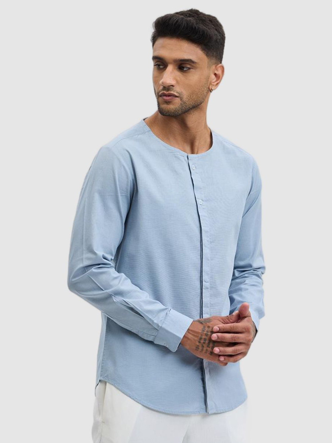 

Snitch Men Smart Slim Fit Solid Pure Cotton Casual Shirt, Blue