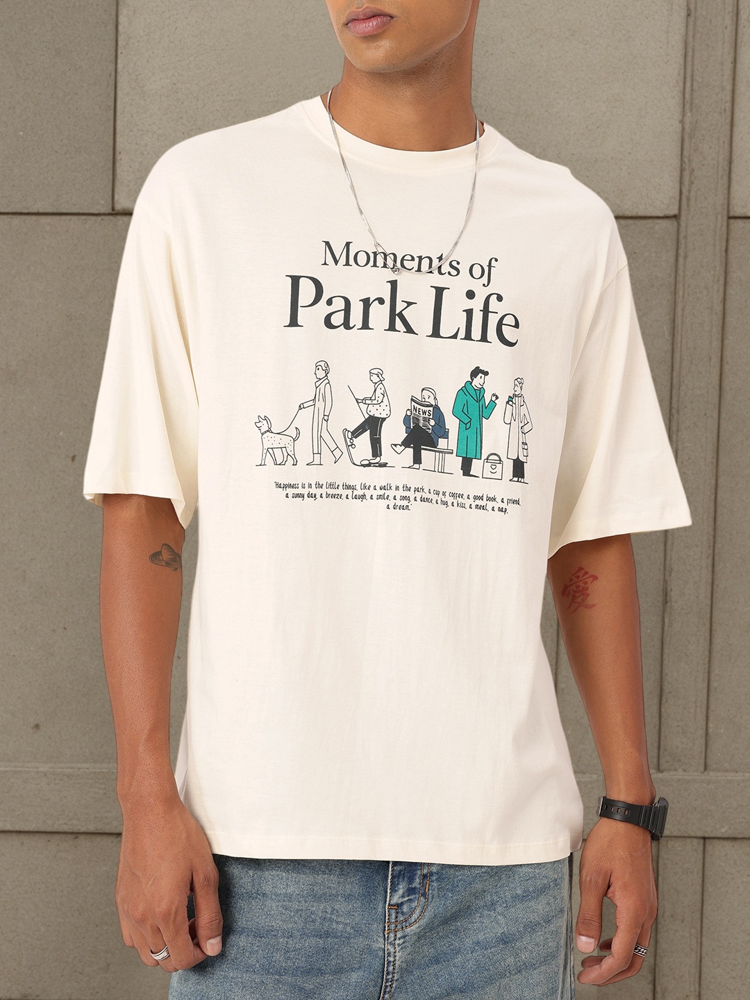 

Kook N Keech Urban Humanity Printed Oversized Fit T-shirt, Off white