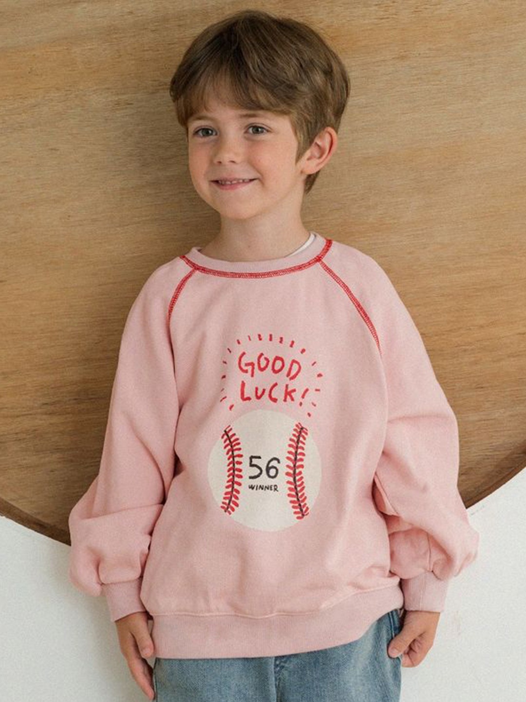 

LULU & SKY Boys Printed Cotton Sweatshirt, Pink