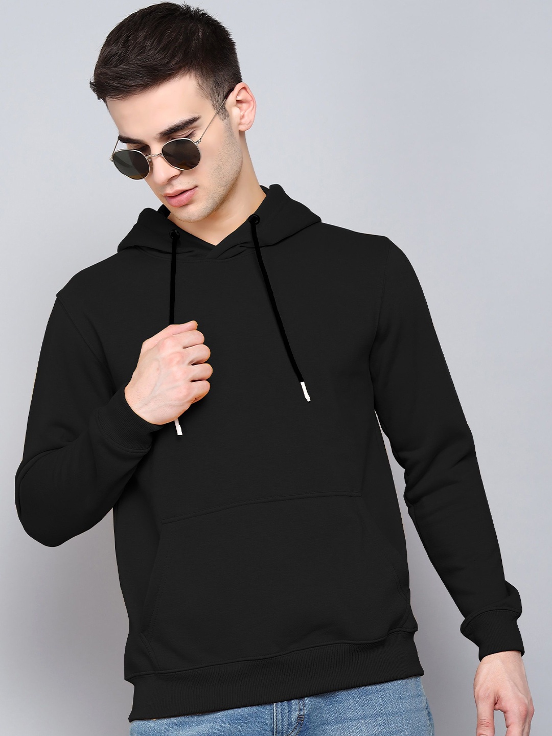 

Dogman Men Cotton Hooded Pullover Sweatshirt, Black