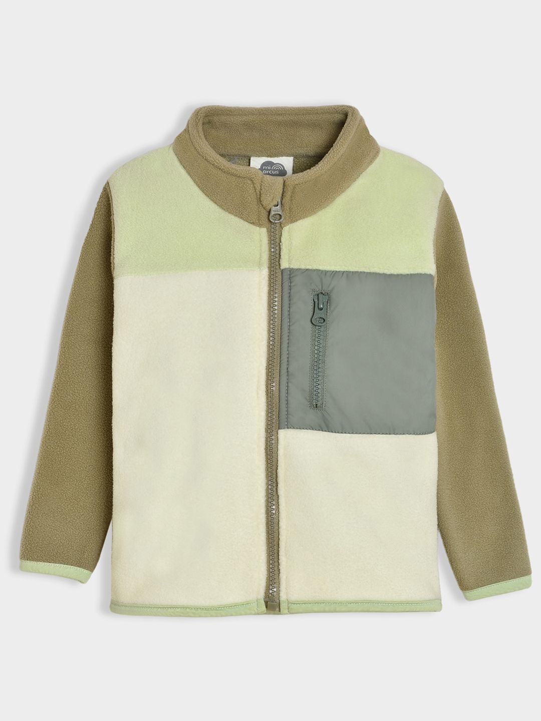 

MiArcus Unisex Kids Mock Collar Colourblocked Casual Tailored Jacket, Green