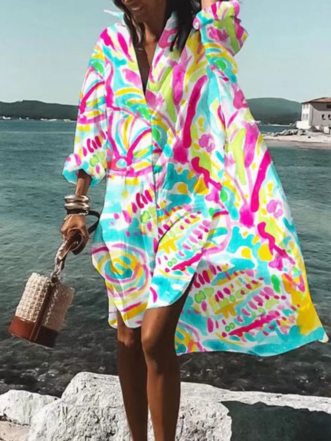 

StyleCast Printed Shirt Dress, Blue
