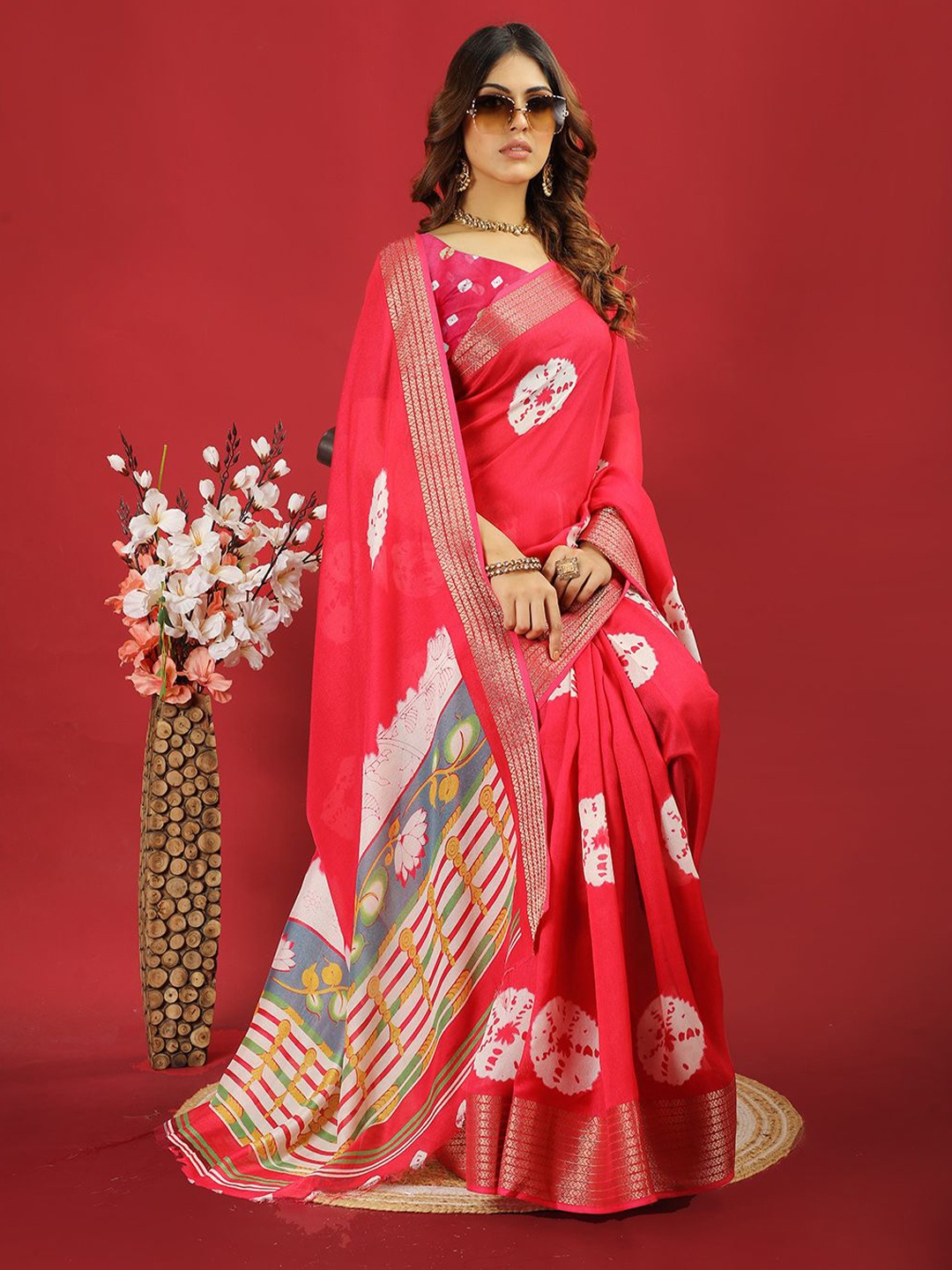 

NIRMAL CREATION Dyed Woven Design Zari Saree, Pink