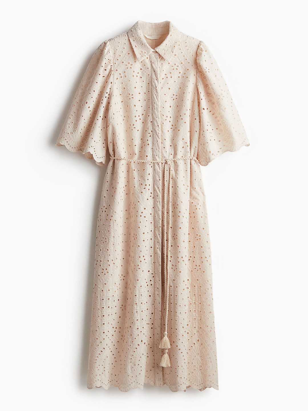 

H&M Women Broderie Shirt Dress, Beige