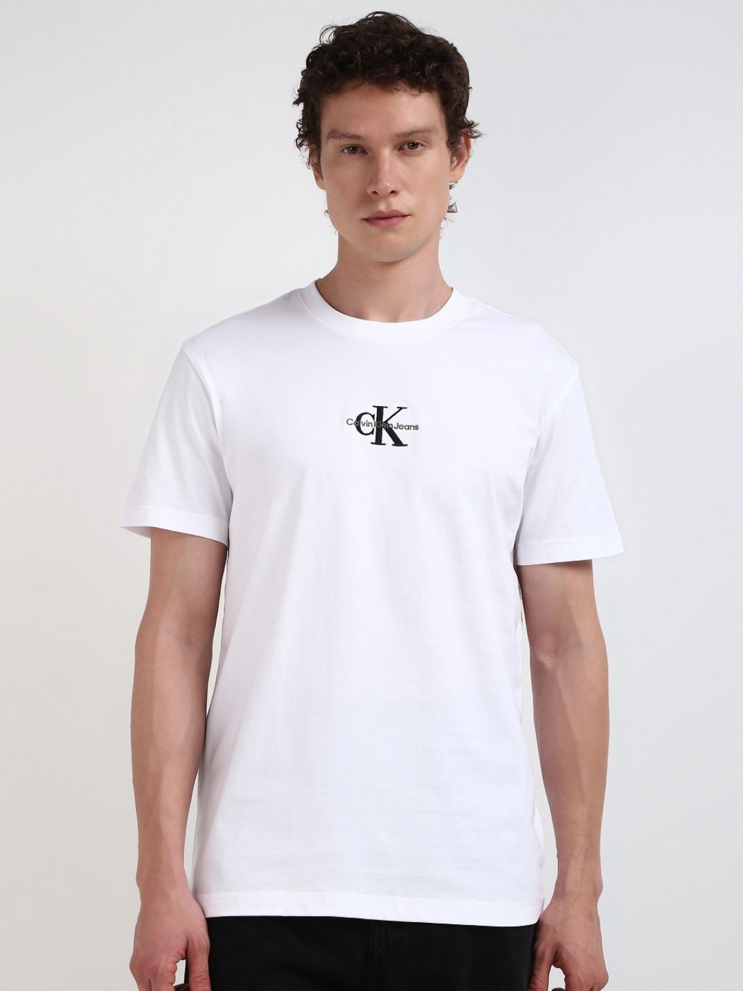 

Calvin Klein Jeans Men Solid Round Neck Cotton Tshirt, White