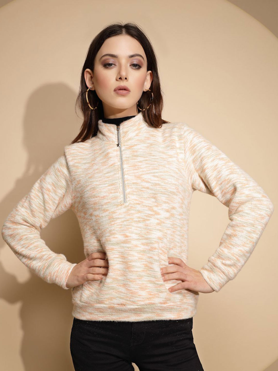 

Global Republic Women Printed Mock Collar Sweatshirt, Multi
