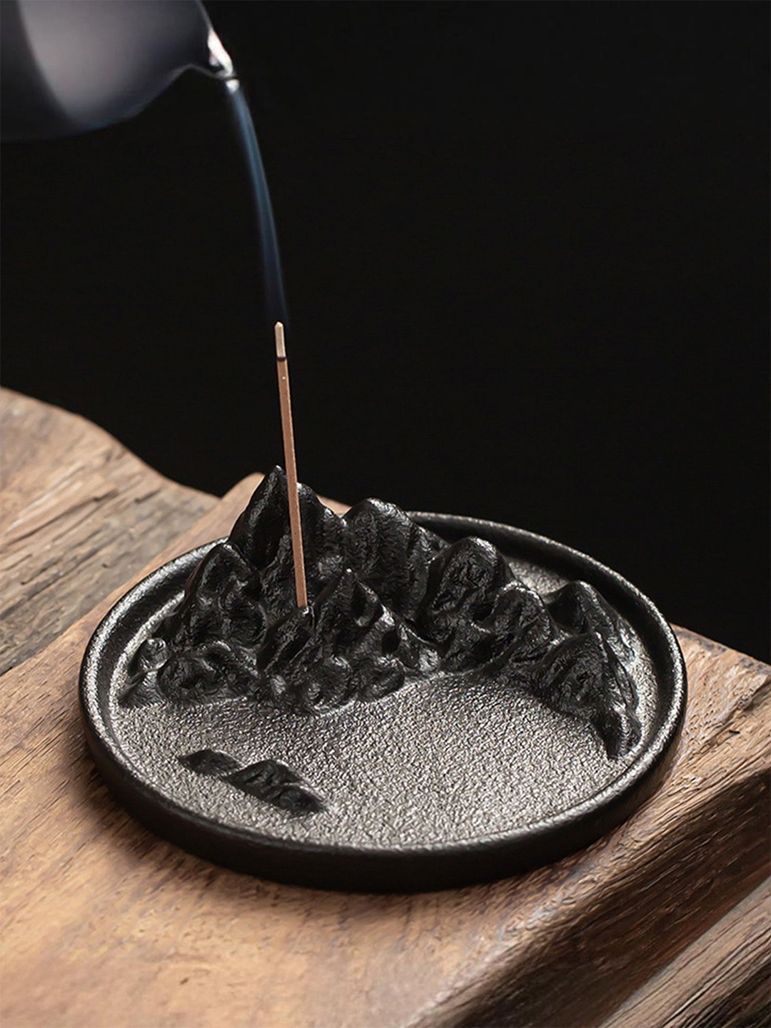 

Ekhasa Black Mountain Heat Resistant Ceramic Agarbatti Stand With Ash Catcher