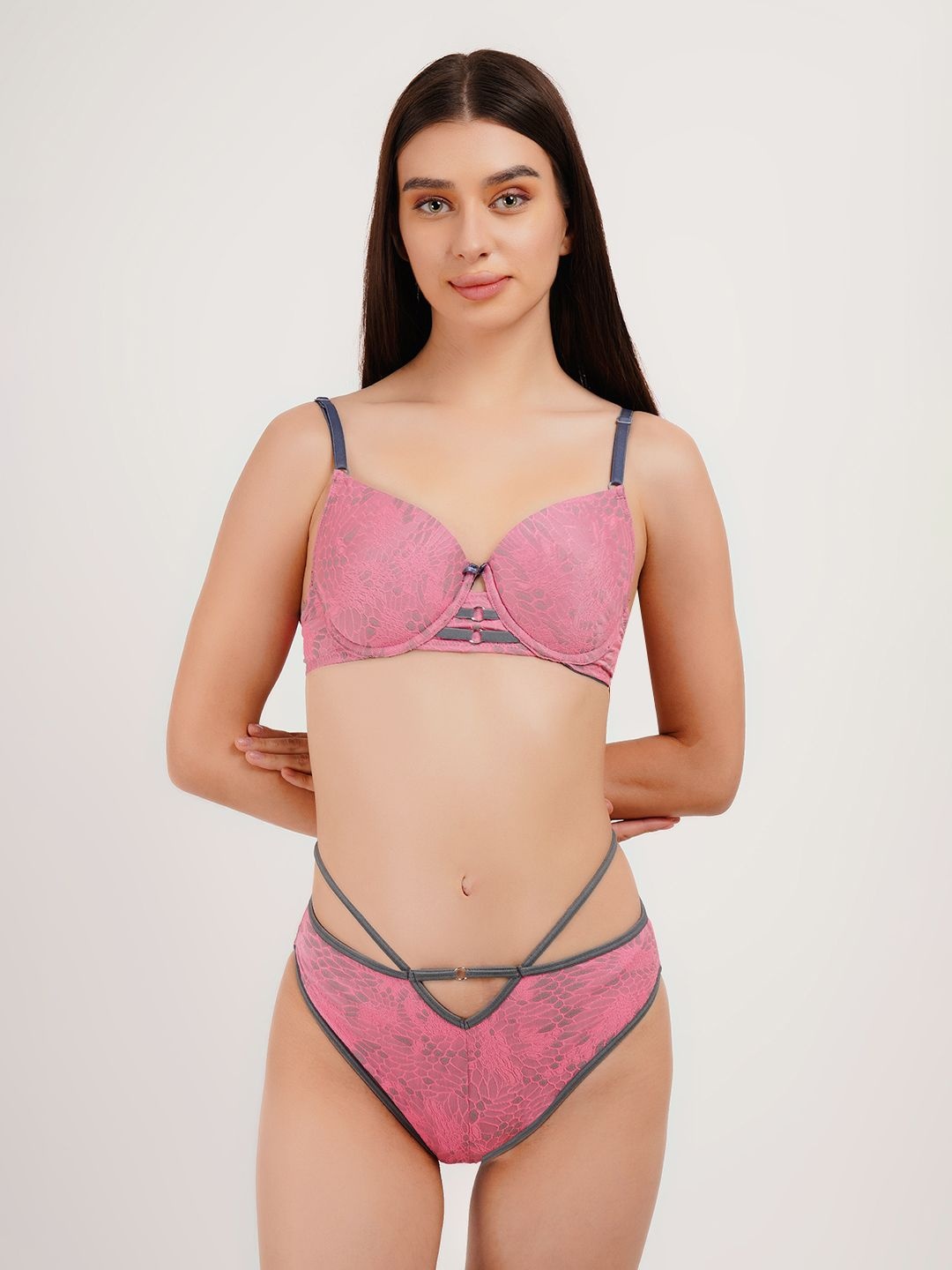 

CURWISH Enchantress Dusky Rose Lingerie Set, Pink