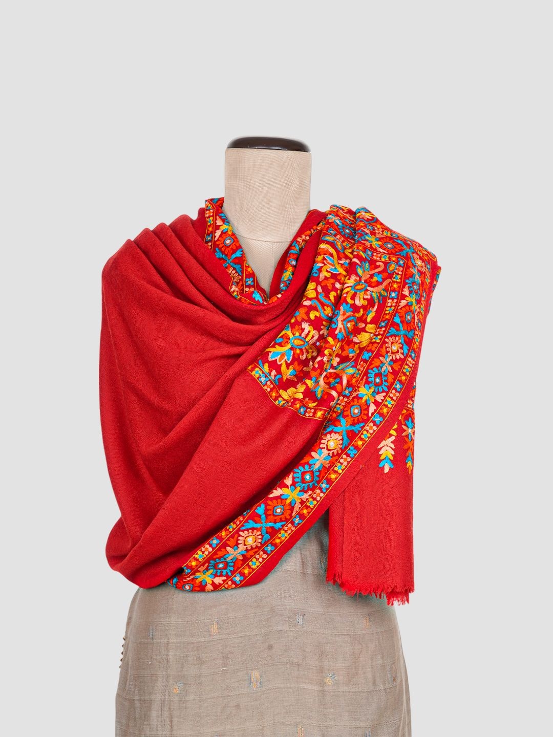 

Tiara Floral Embroidered Timelessness: An Ethereal Look Tiaras Splendor Shawl, Red