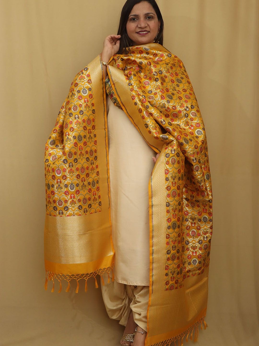 

Luxurionworld Ethnic Motifs Woven Design Dupatta, Yellow