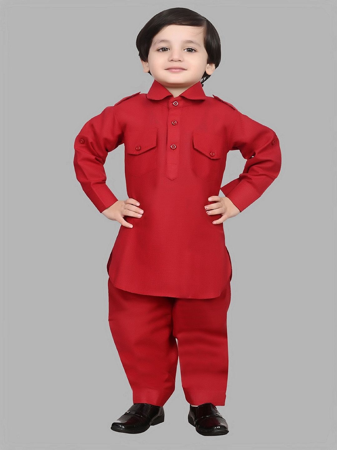 

TADEO Boys Regular Pure Cotton Kurta with Pyjamas, Maroon