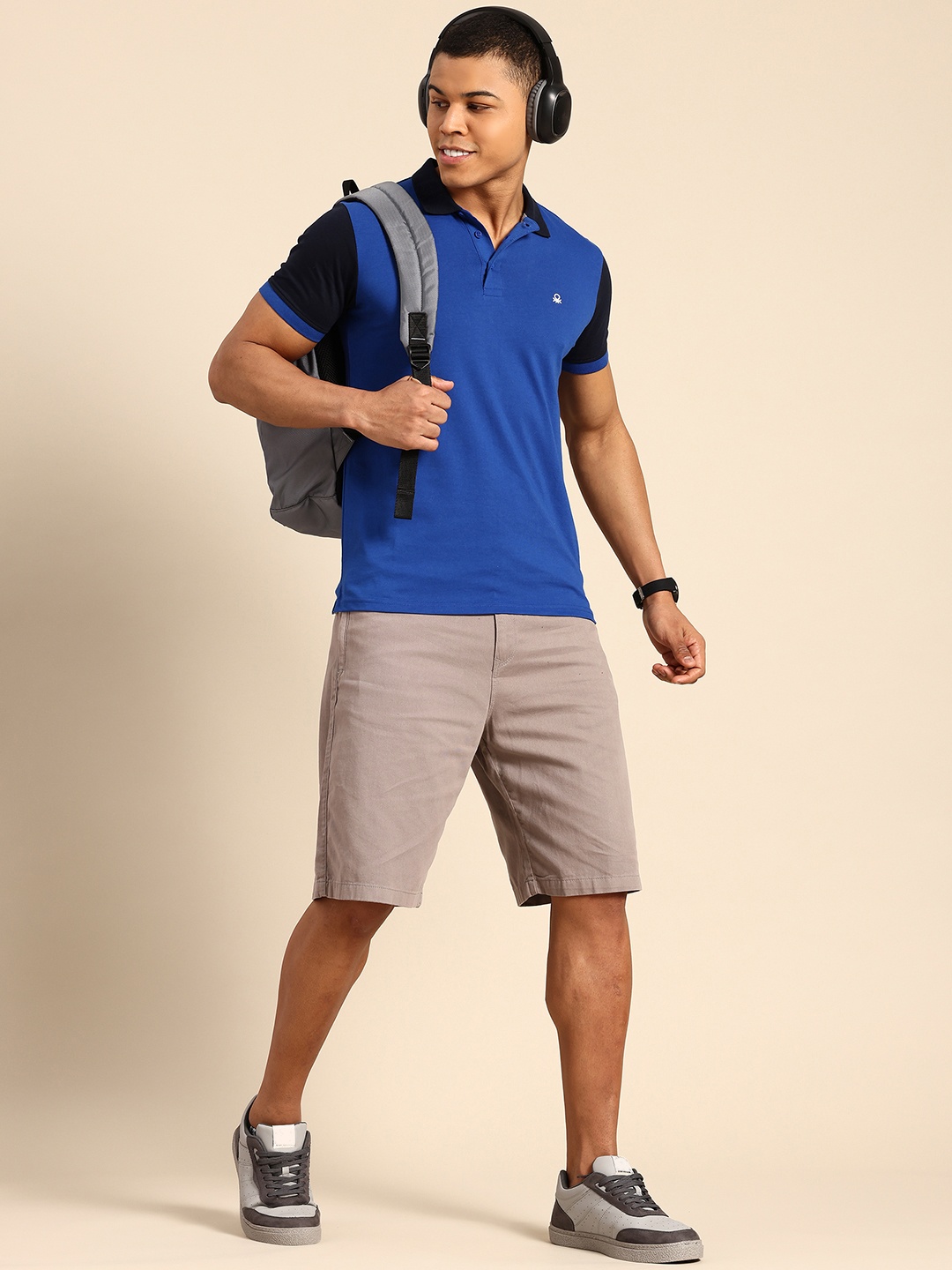 

United Colors of Benetton Men Polo Collar T-shirt, Blue