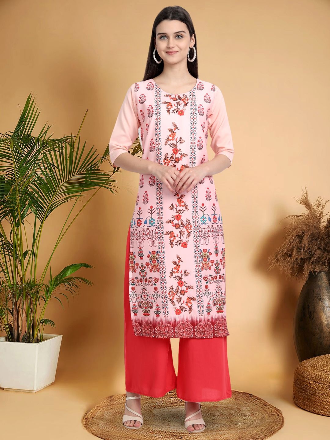 

7Threads Selection Of 6 Ethnic Motifs Printed Straight Kurtas, Pink