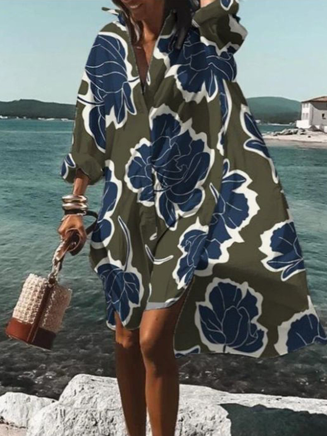 

StyleCast Women Floral Print Shirt Dress, Olive