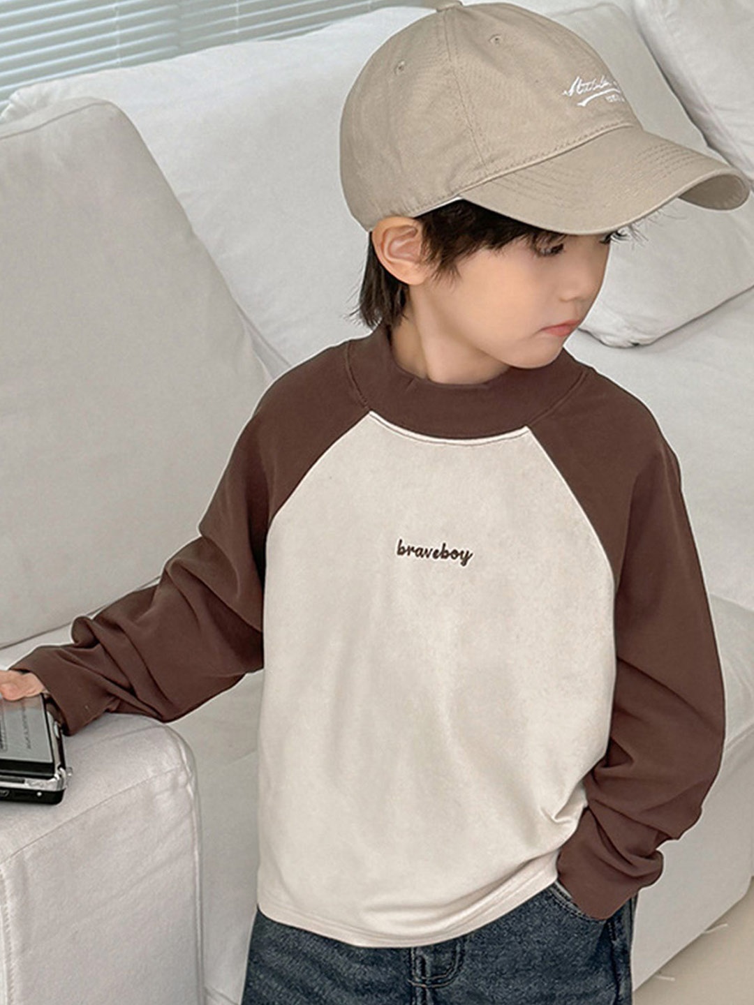 

LULU & SKY Boys Colourblocked Sweatshirt, Beige