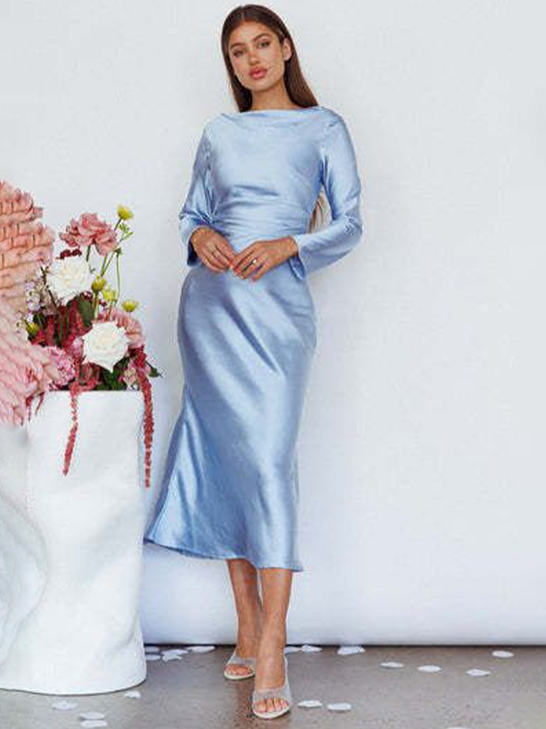 

StyleCast Women Cowl Neck Gown Midi Dress, Blue