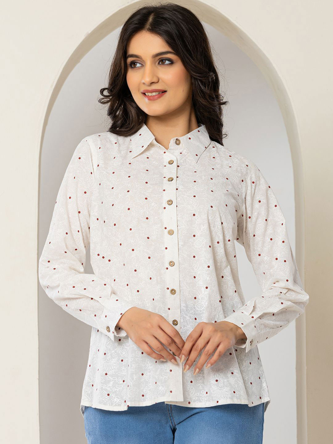 

Eco Clothing Women Classic Opaque Casual Shirt, White