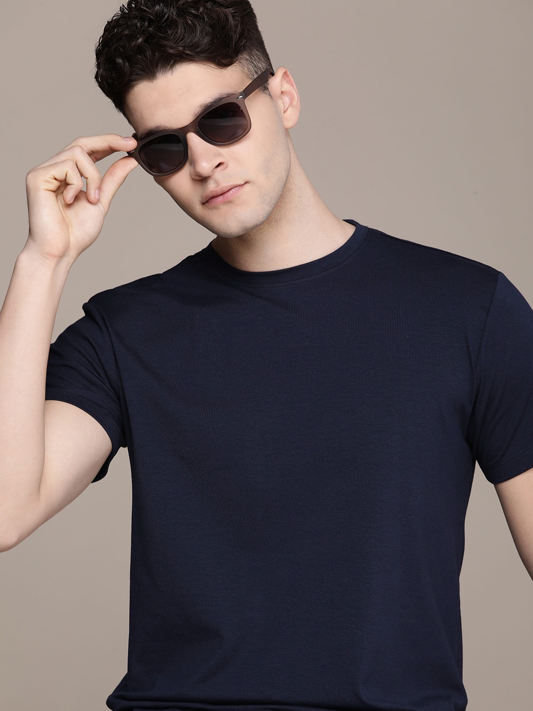 

French Connection Men Pure Cotton T-shirt, Navy blue
