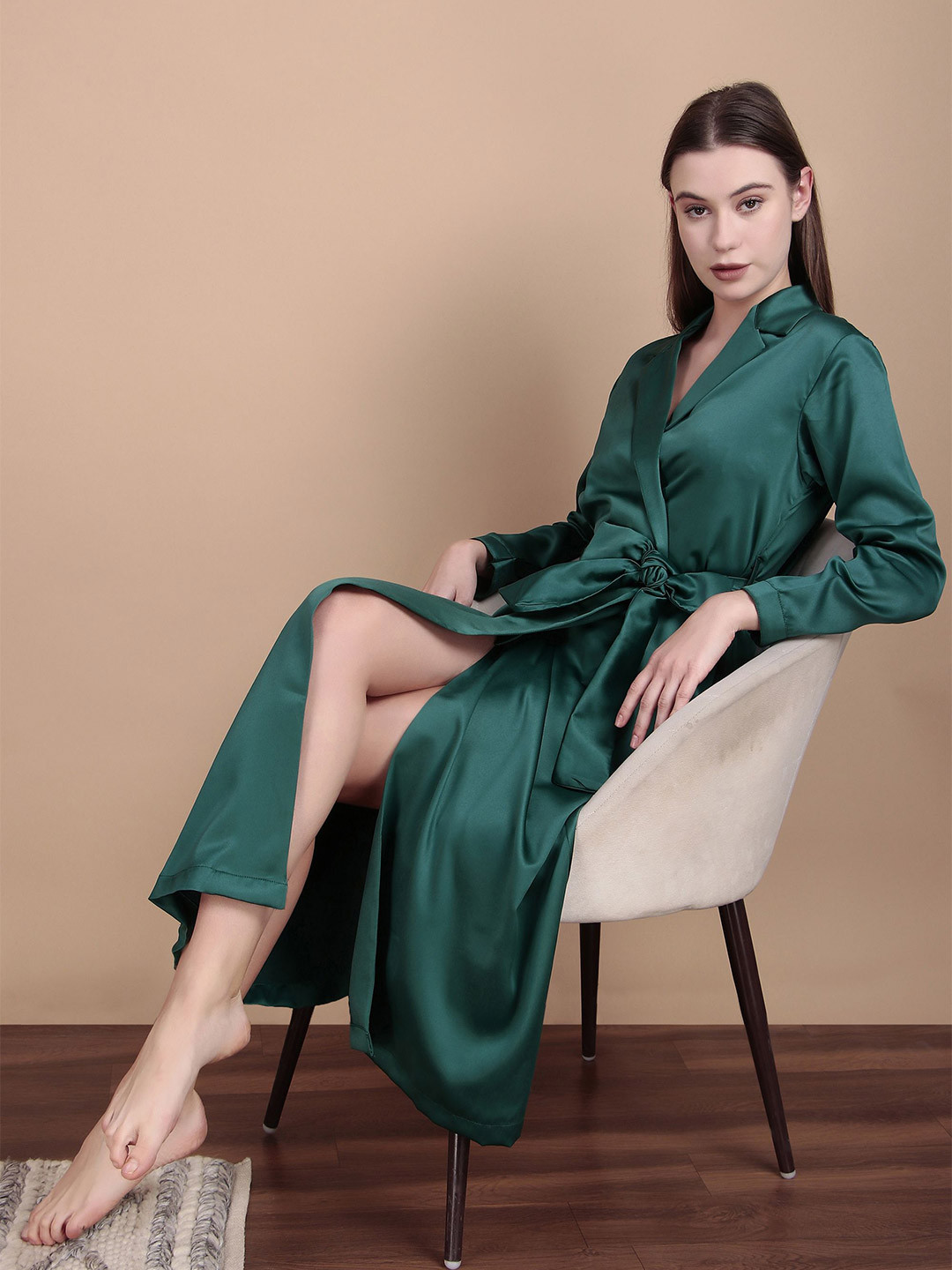 

Bella Babe by SK Women Long Satin Robe, Green