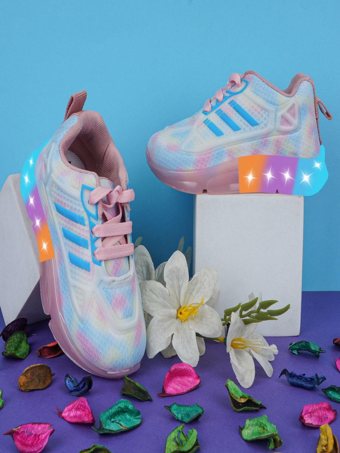 

BAESD Kids Woven Design LED Sneakers, Pink