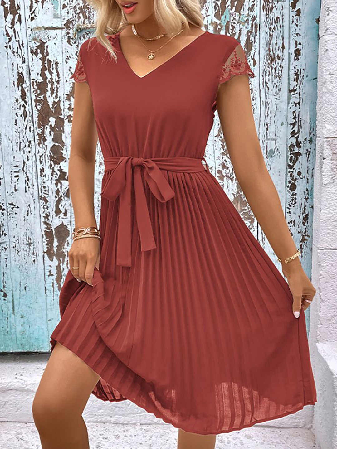 

StyleCast x Revolte Women V-Neck A-Line Dress, Coral