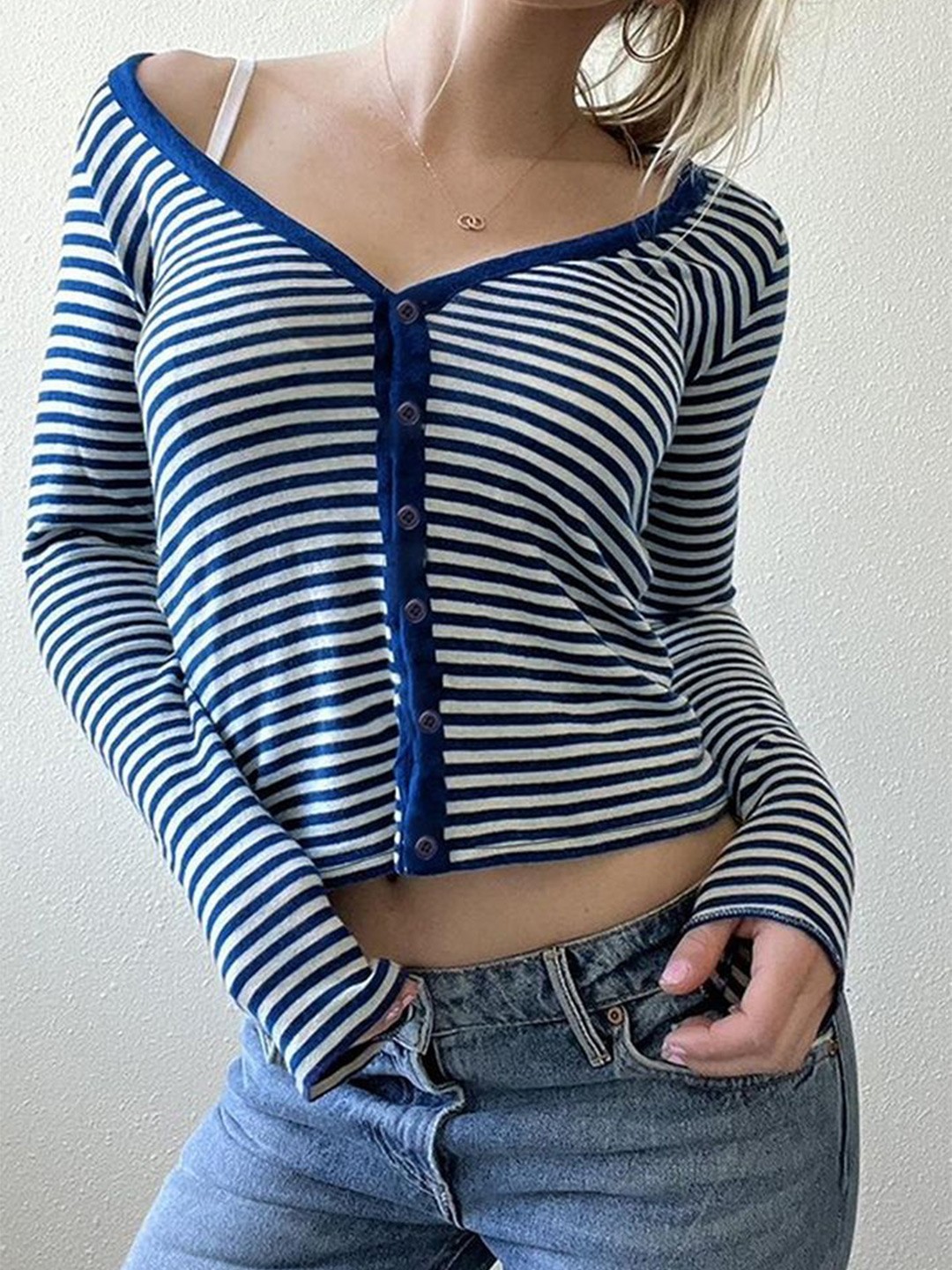 

LULU & SKY Women Striped Top, Blue