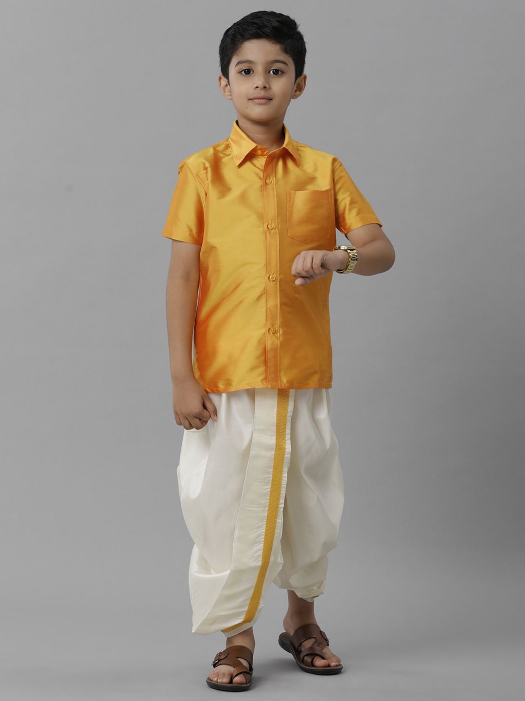

Ramraj Boys Shirt with Dhoti Pant, Yellow