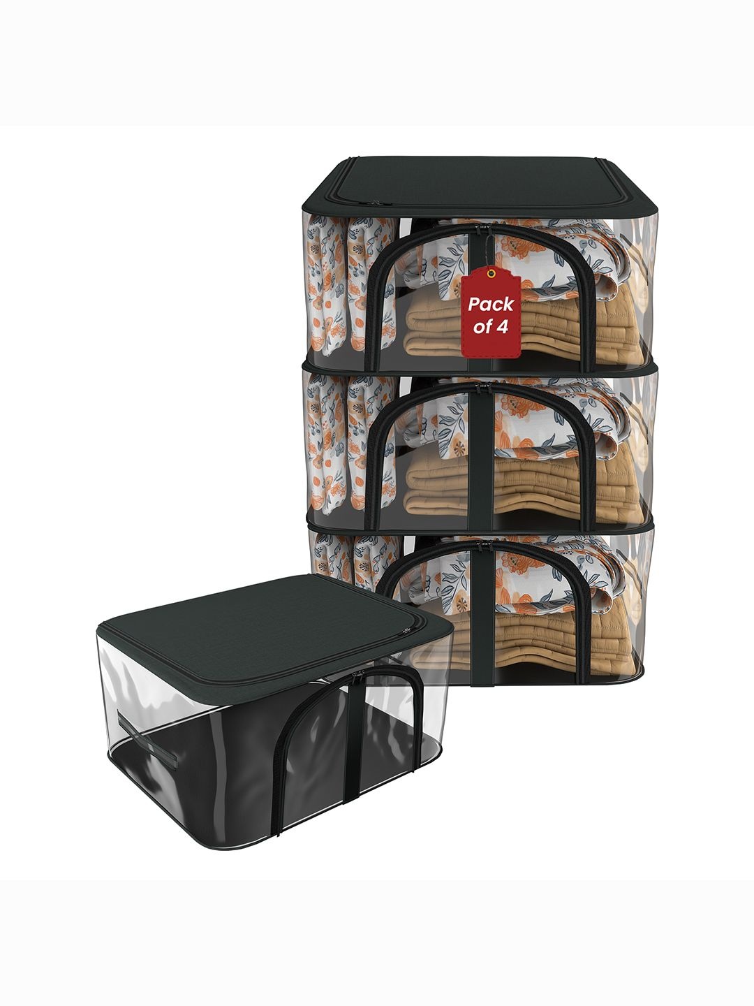 

Kuber Industries Grey 4 Pieces Regular Drawer Organisers