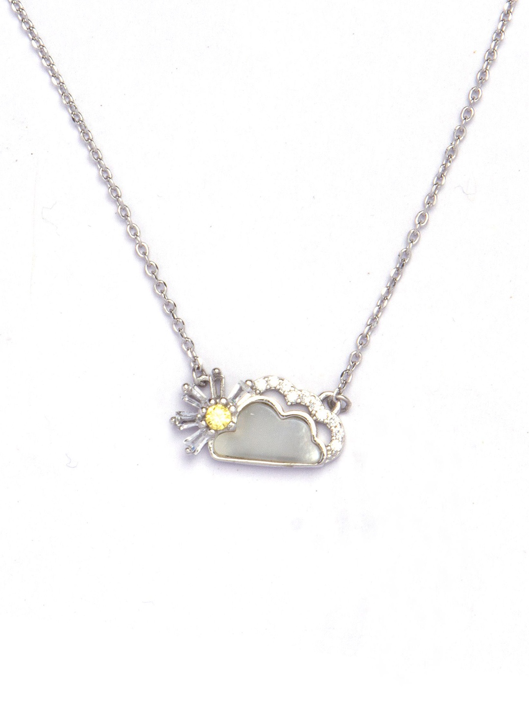 

De Flossy Silver 925 Sterling Silver Artificial Stone Studded Chain