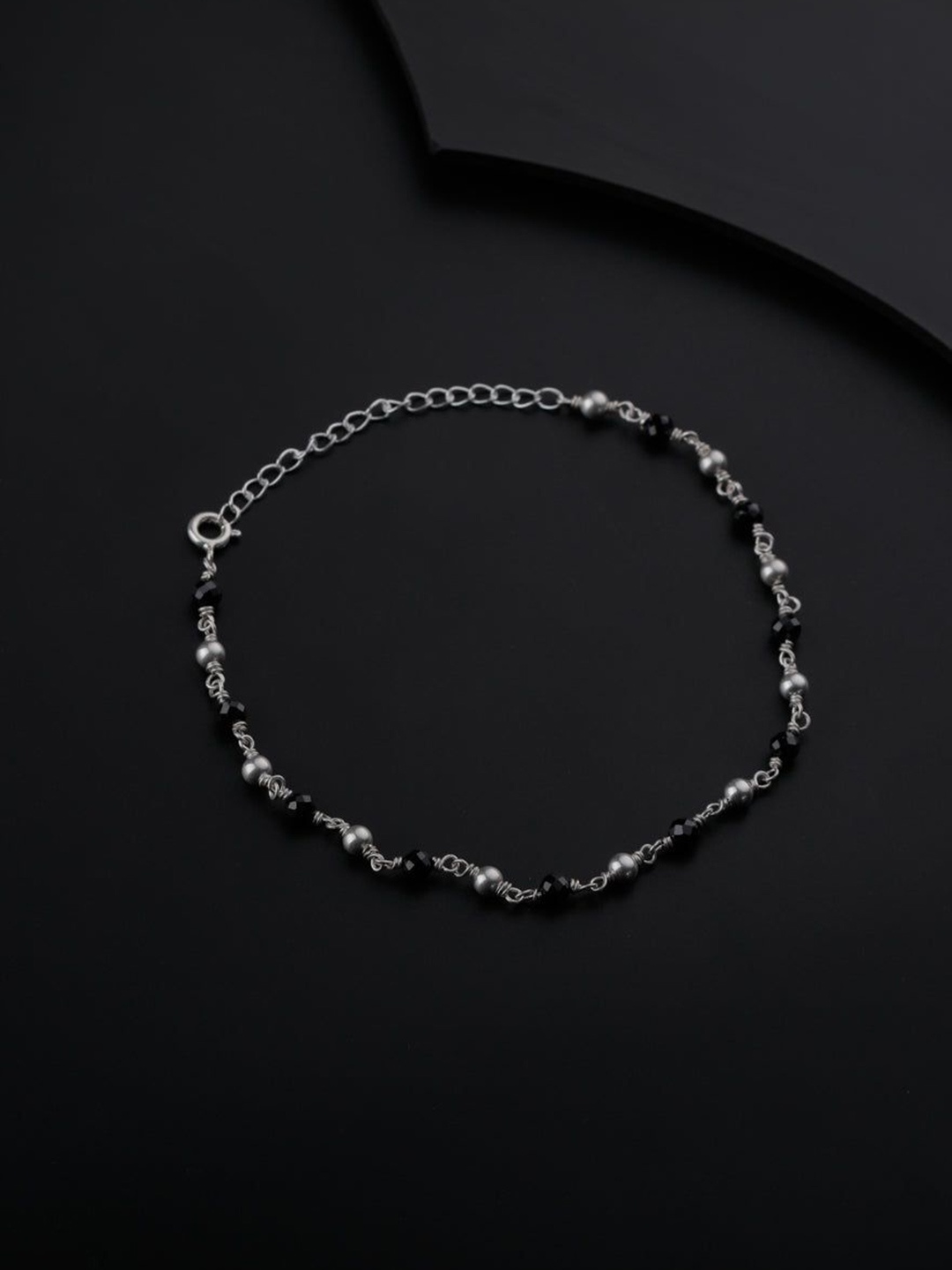 

House of Aadyaa Artificial Beads Anklet, Silver