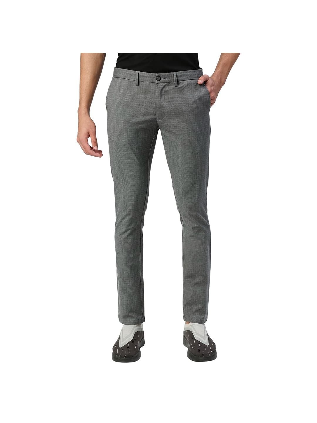 

Basics Men Tapered Fit Mid-Rise Cotton Trousers, Grey