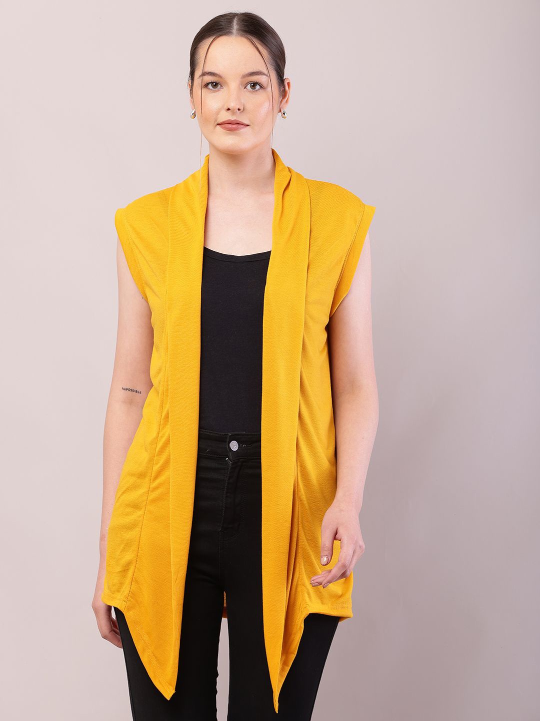 

RiseMax Longline Lapel Shrug, Mustard