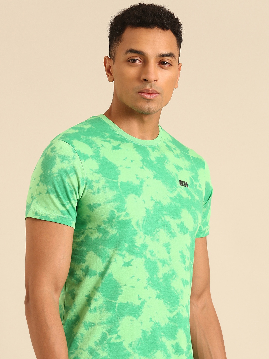 

Being Human Tie and Dye Pure Cotton T-shirt, Green