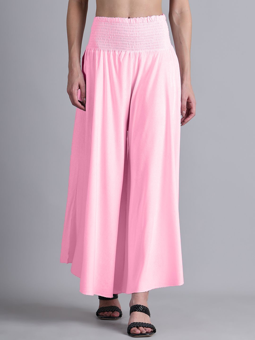 

GRACIT Women Flared Slip On Ethnic Palazzos, Pink