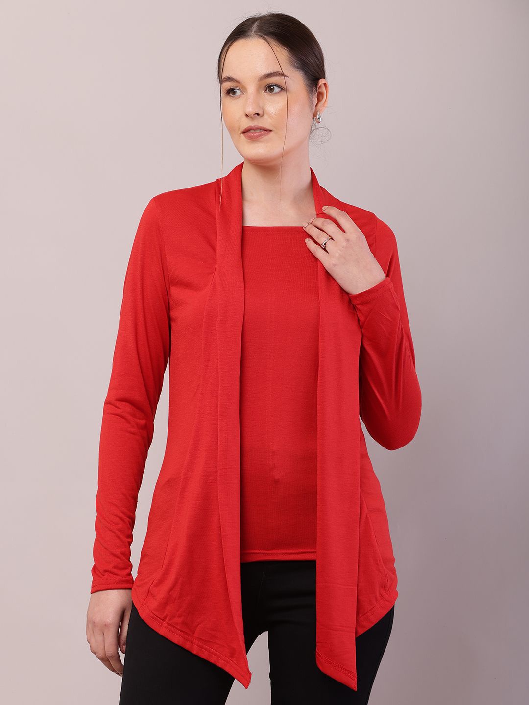 

RiseMax Longline Lapel Shrug, Red