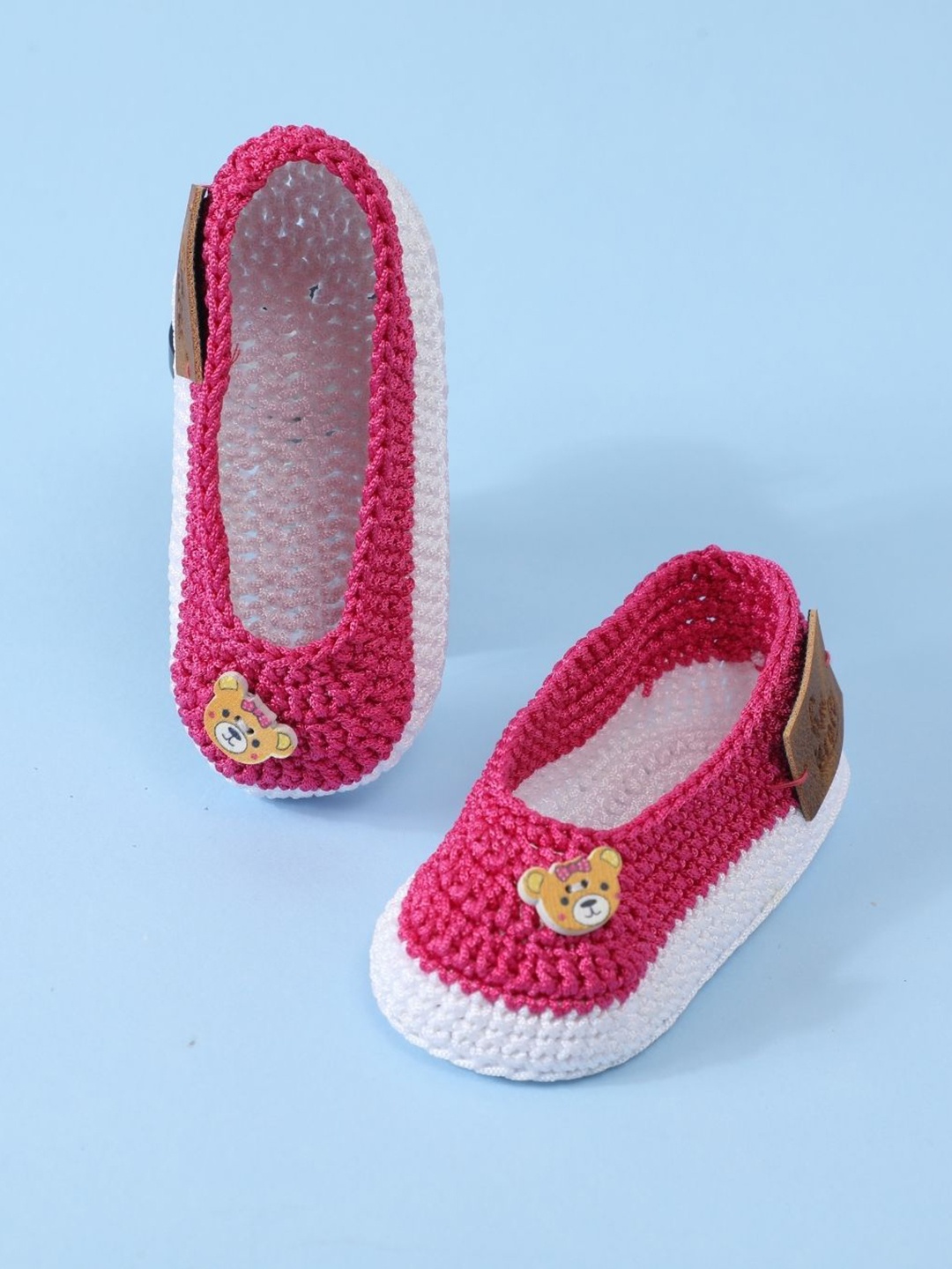 

FUNKRAFTS Girls Handmade Crochet Acrylic Booties, Pink