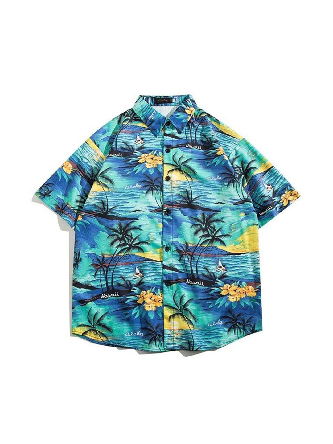 

StyleCast x Revolte Men Spread Collar Floral Printed Casual Shirt, Blue