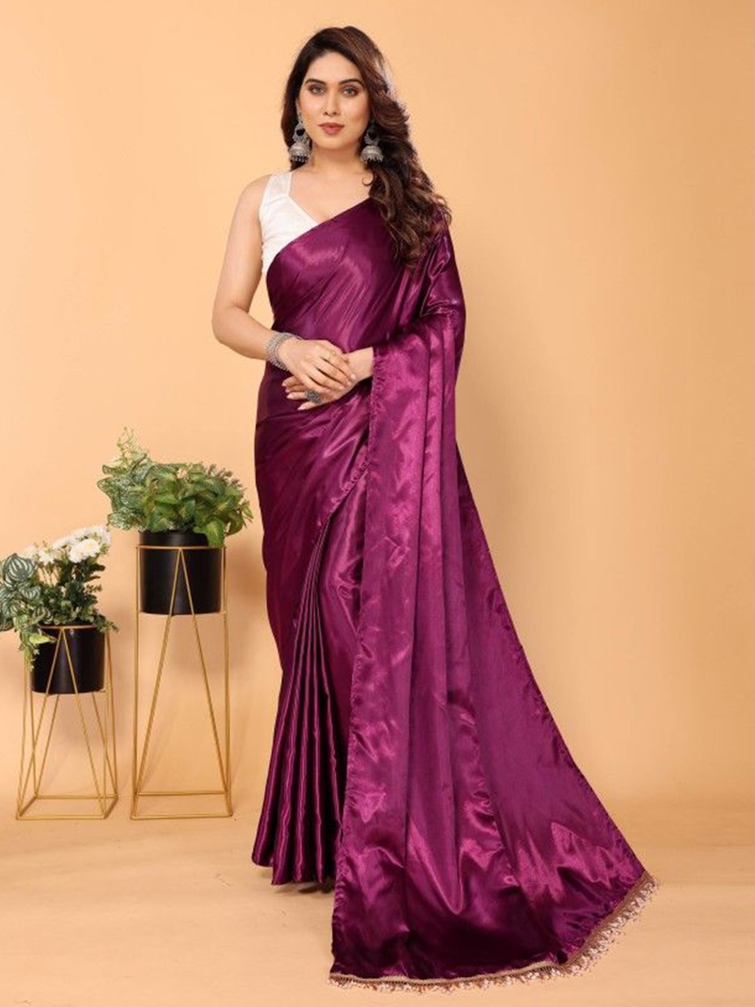 

Aika Satin Saree, Purple