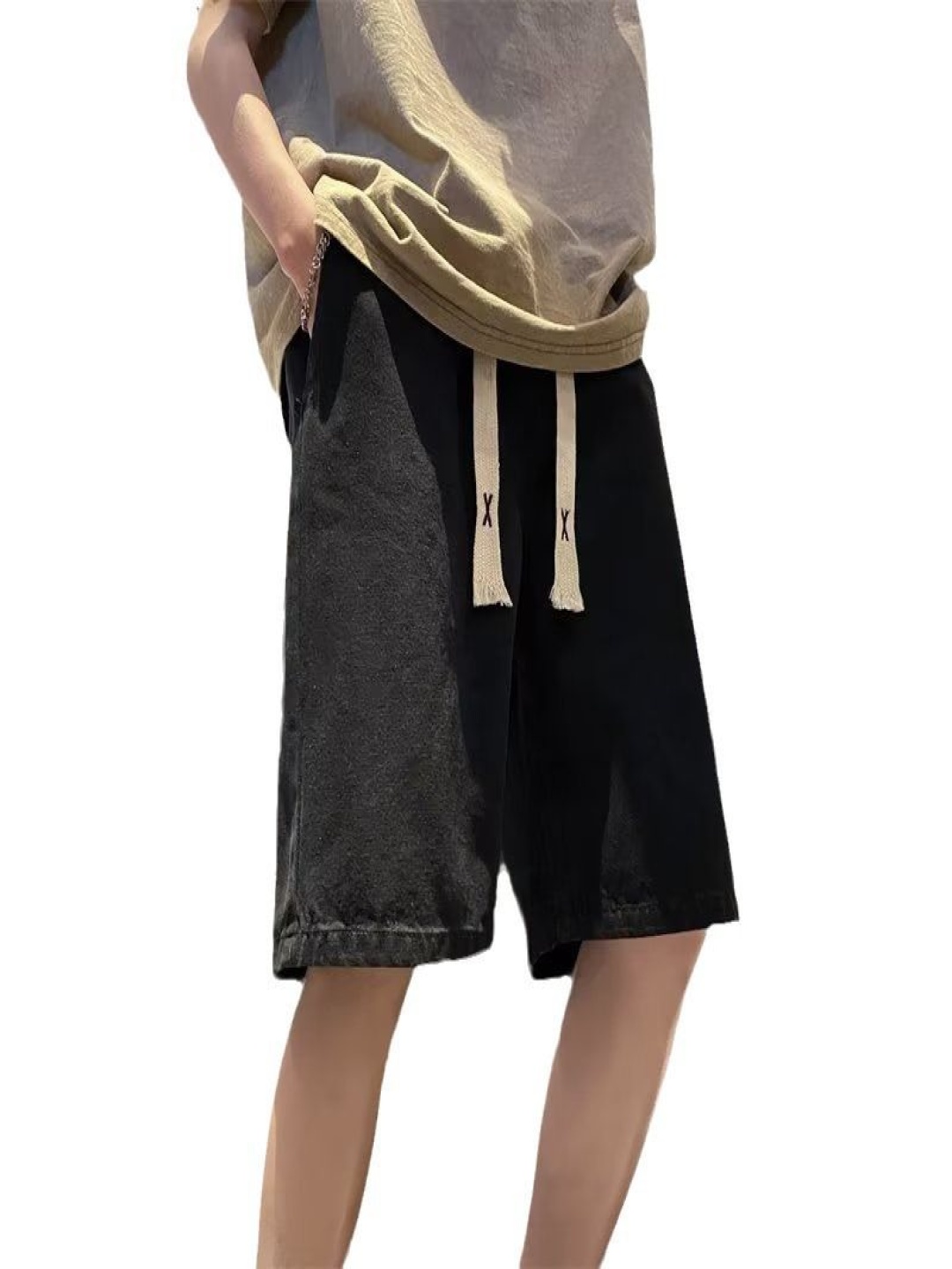 

StyleCast Men Loose Fit Denim Shorts, Black