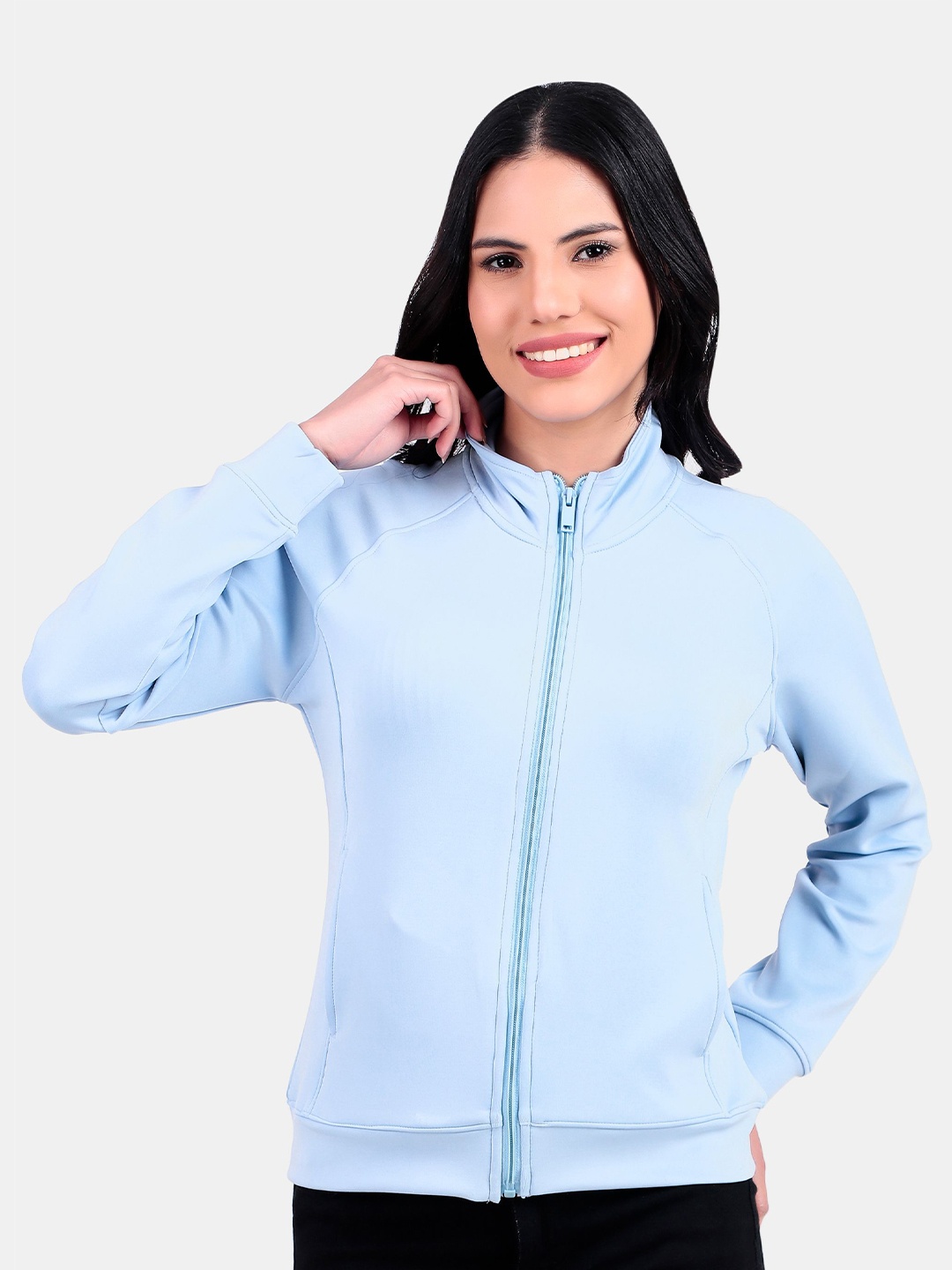 

PERFKT-U Women Mock Collar Sweatshirt, Blue