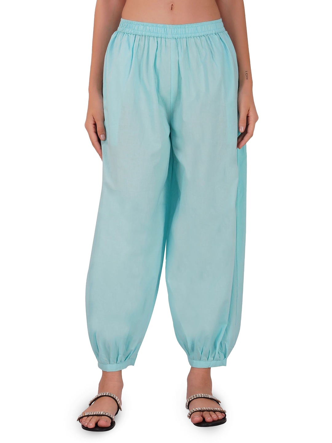 

NYPA Women Flared Knitted Ethnic Palazzos, Blue