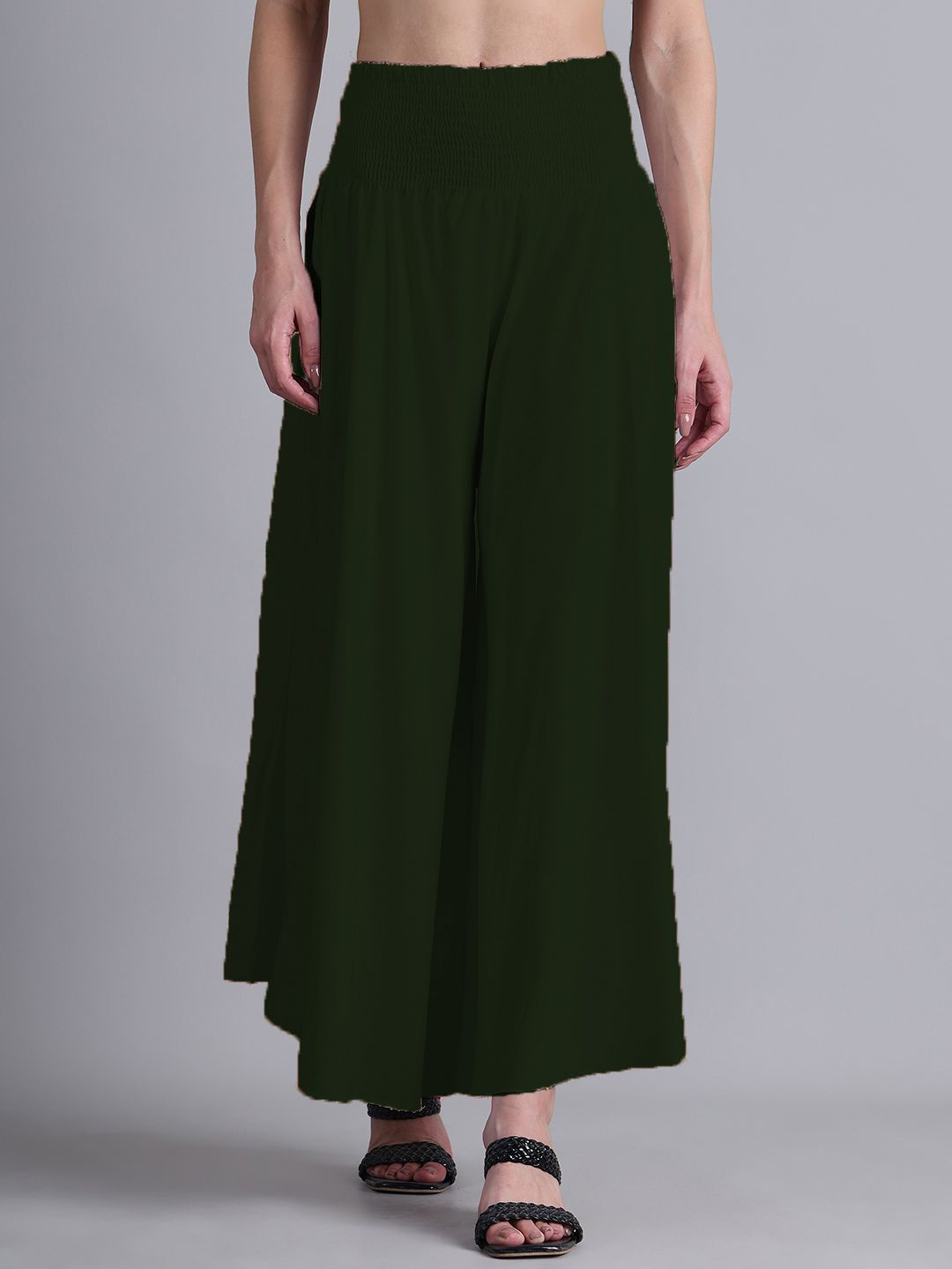 

GRACIT Women Flared Ethnic Palazzos, Green