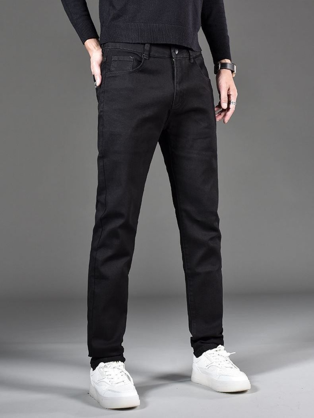 

StyleCast Men Slim Fit Mid-Rise Cotton Jeans, Black