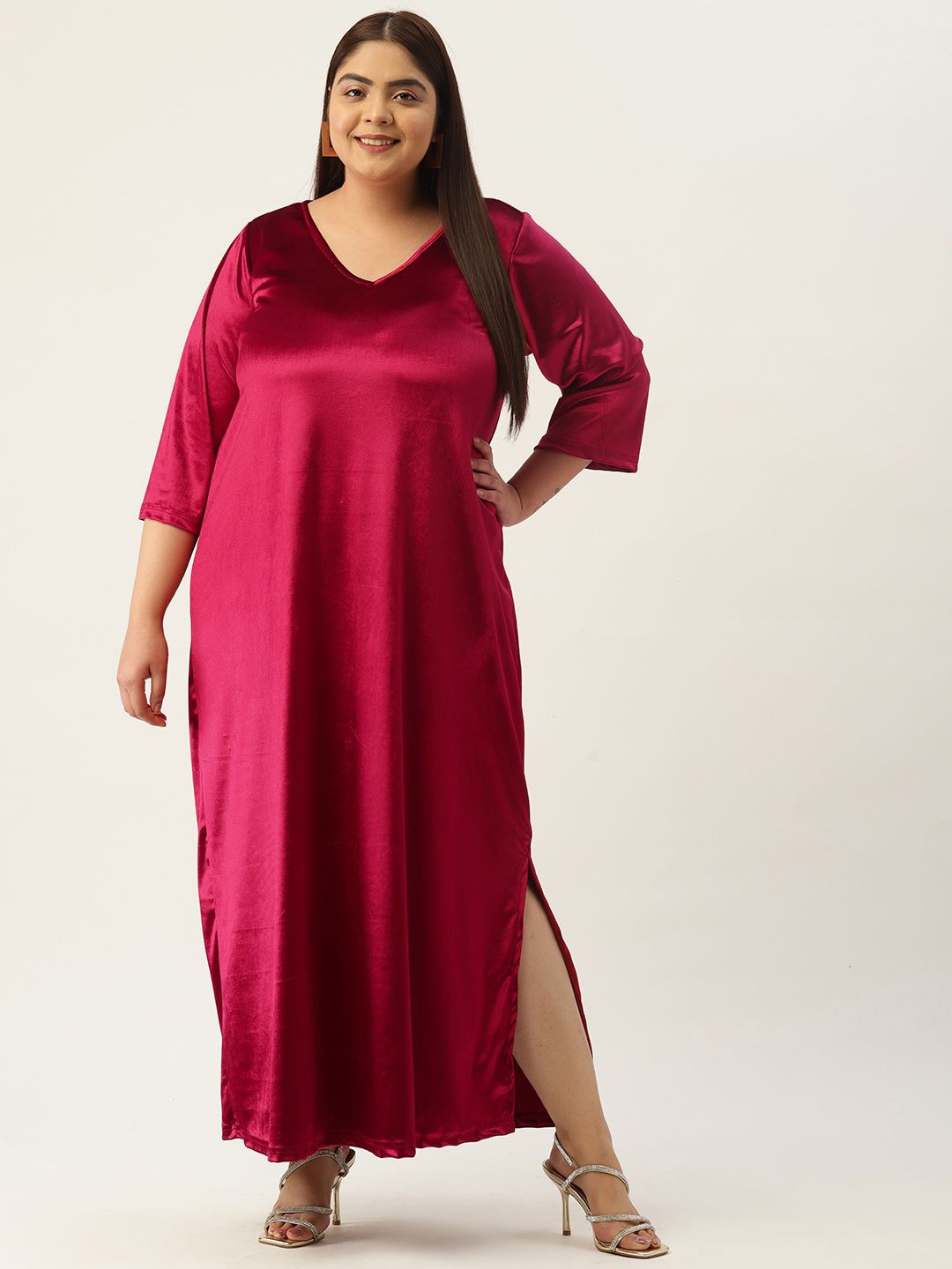 

theRebelinme Plus Size Velvet Maxi Dress, Burgundy