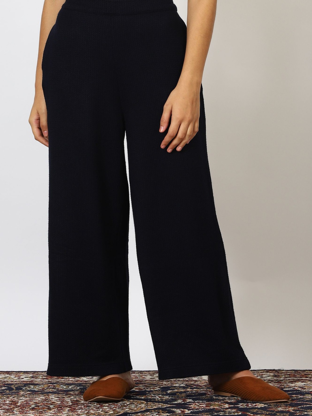 

W Women Regular Fit Trousers, Navy blue