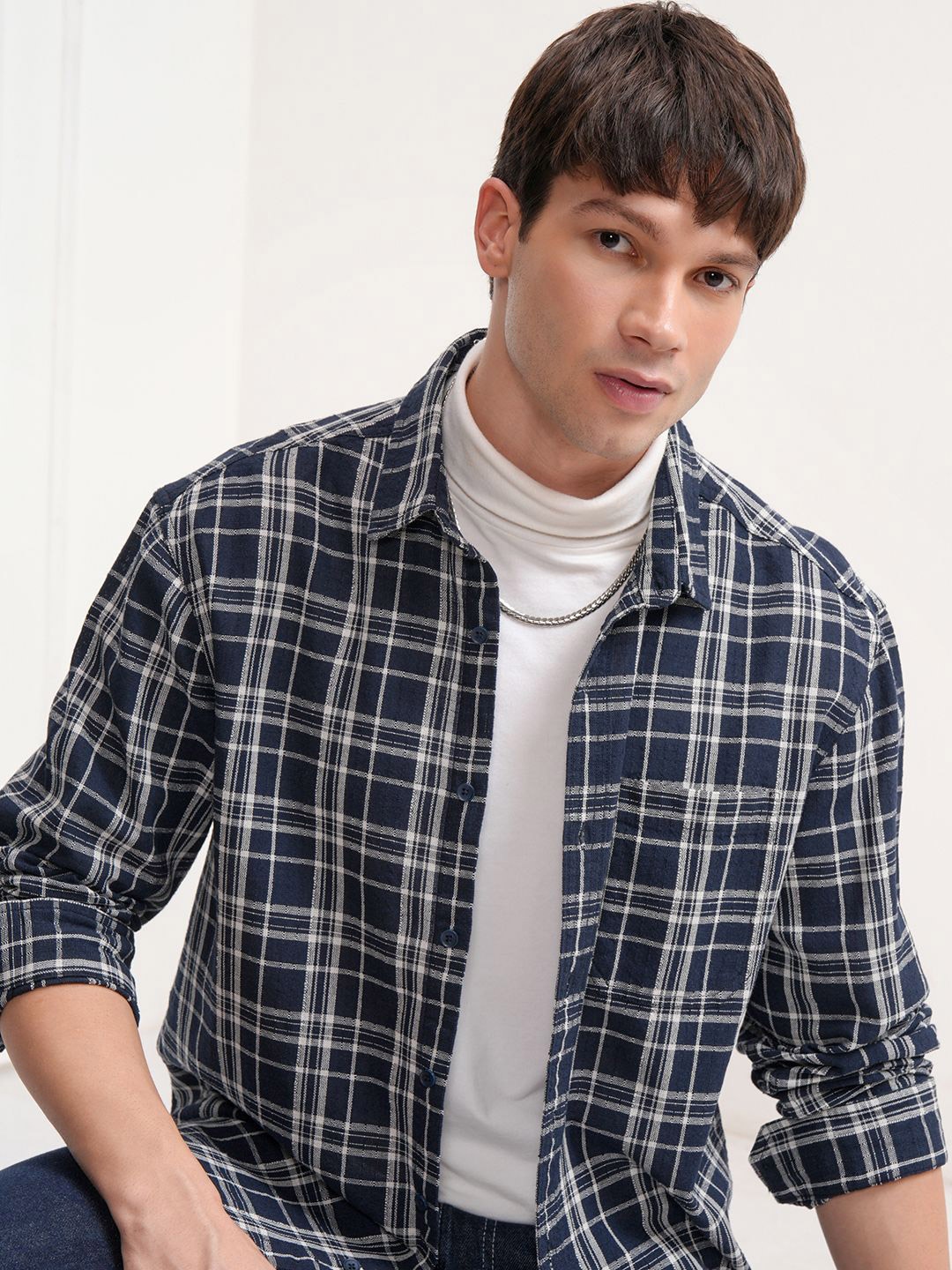 

HIGHLANDER Men Checked Relax Shirt, Navy blue