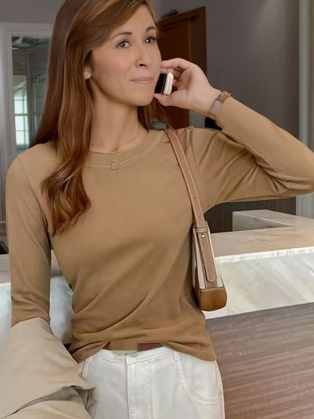 

StyleCast Women Round Neck Cotton Sweatshirt, Khaki