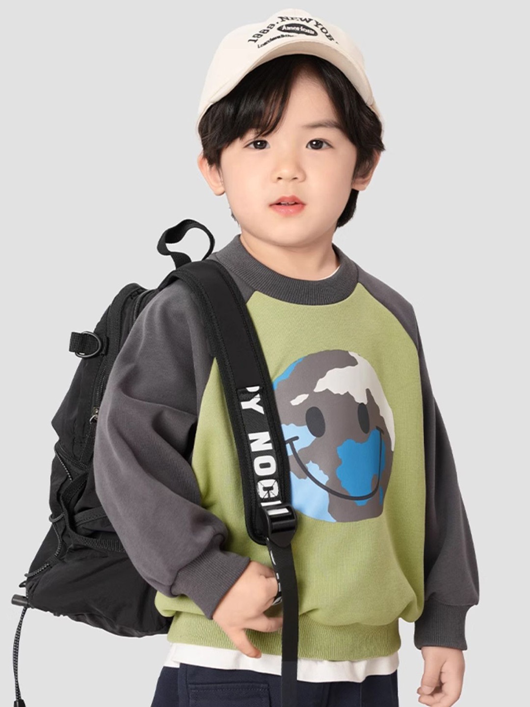 

LULU & SKY Boys Graphic Printed Organic Cotton Sweatshirt, Green