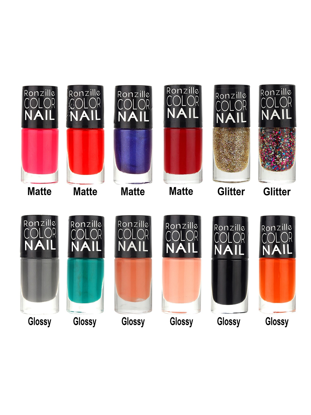 

Ronzille Set Of 12 Matte & Glossy Nail Polish - 6.5 ml Each - Combo C, Red