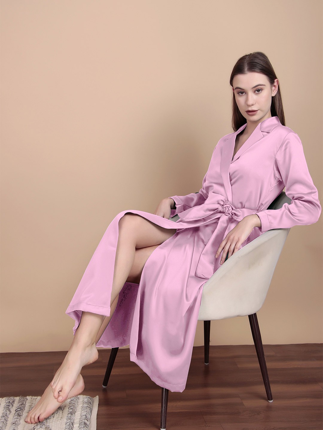 

Bella Babe by SK Women Long Satin Robe, Pink